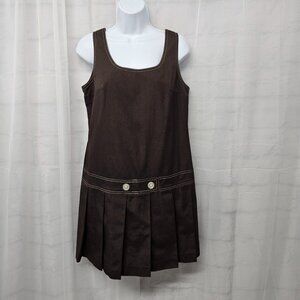 Vintage Jack Winter Romper Brown Skirt Pleated Retro Twee 70's Mod M